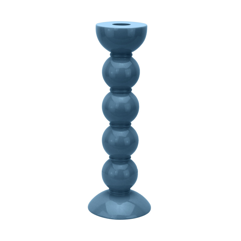 Tall Chambray Blue Bobbin Candlestick - 24cm by Addison Ross