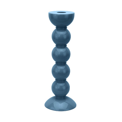 Tall Chambray Blue Bobbin Candlestick - 24cm by Addison Ross