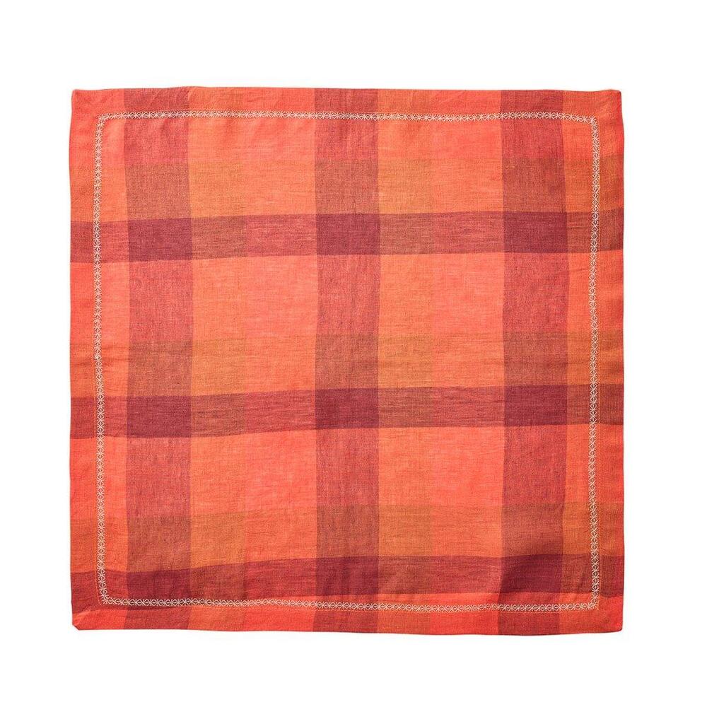 Tartan Napkin in Cranberry & Orange - Set of 4 by Kim Seybert 3