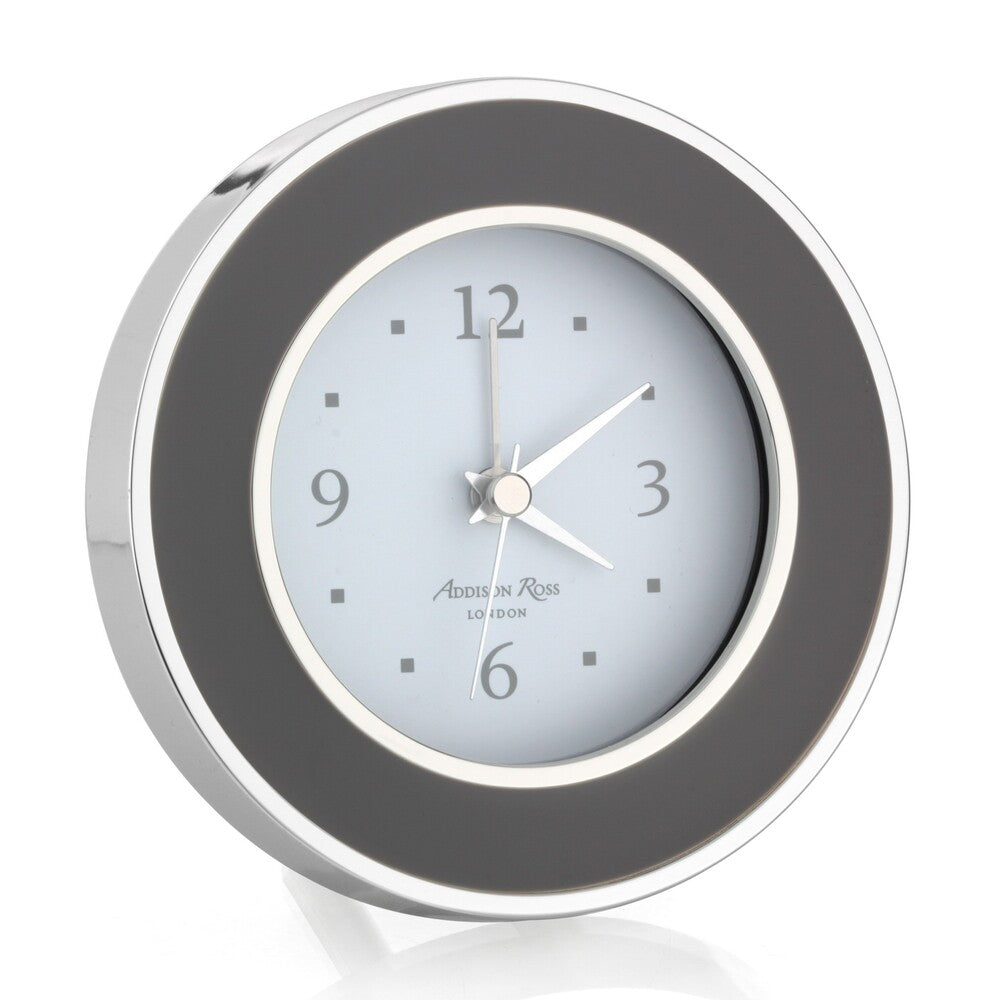 Taupe & Silver Silent Alarm Clock by Addison Ross