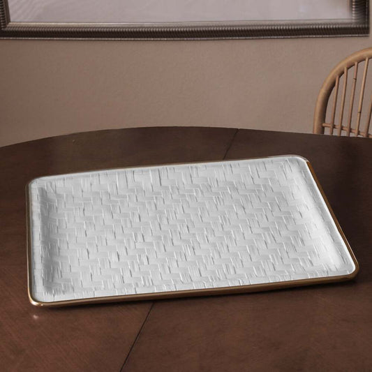 Thanni Bahamas Extra Large Tray - White & Gold by Beatriz Ball 