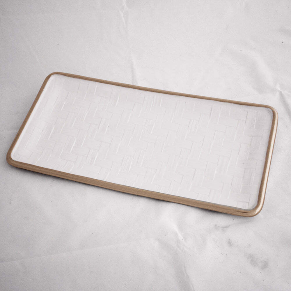 Thanni Bahamas Long Rectangle Tray - White & Gold by Beatriz Ball 1