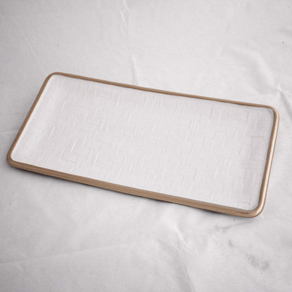 Thanni Bahamas Long Rectangle Tray - White & Gold by Beatriz Ball 1