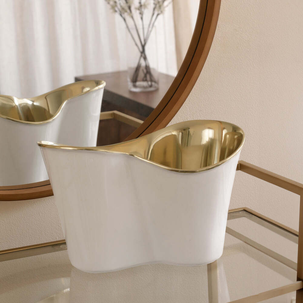 Thanni Double Ice Bucket - White & Gold by Beatriz Ball 2