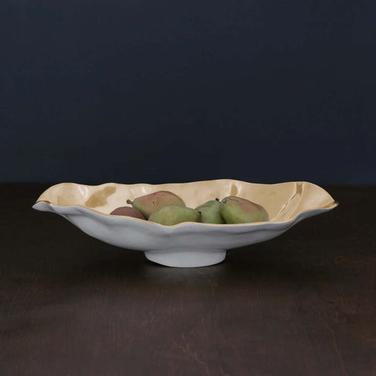 Thanni Maia Medium Long Oval Bowl - White & Gold by Beatriz Ball 1