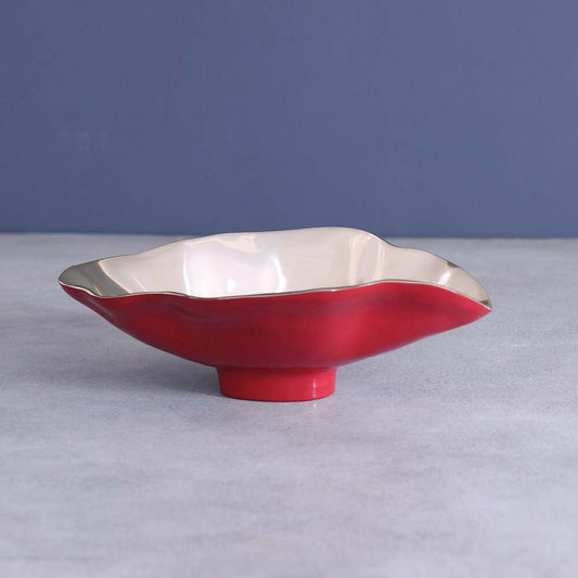 Thanni Maia Small Oval Bowl with Spoon - Red & Gold by Beatriz Ball 