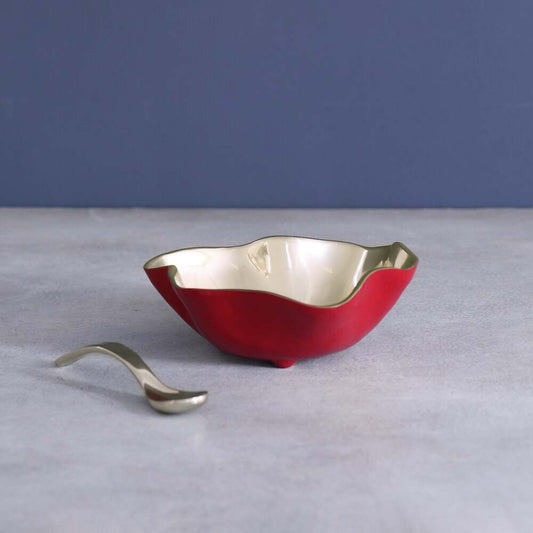 Thanni Mini Bowl with Spoon - Red & Gold by Beatriz Ball 