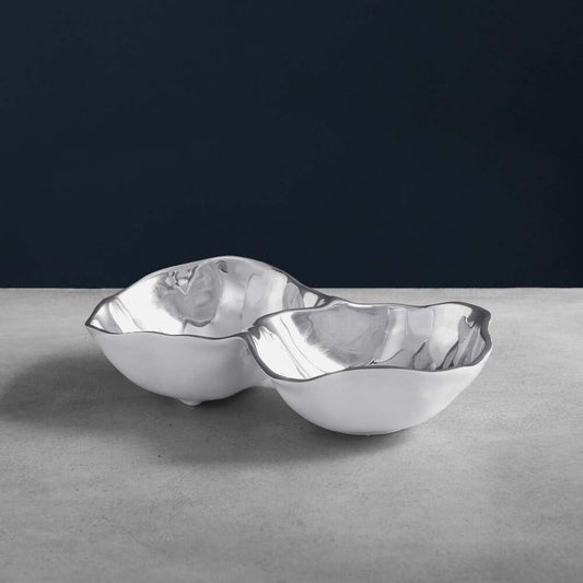 Thanni Onyx Double Dip Bowl - White & Silver by Beatriz Ball 