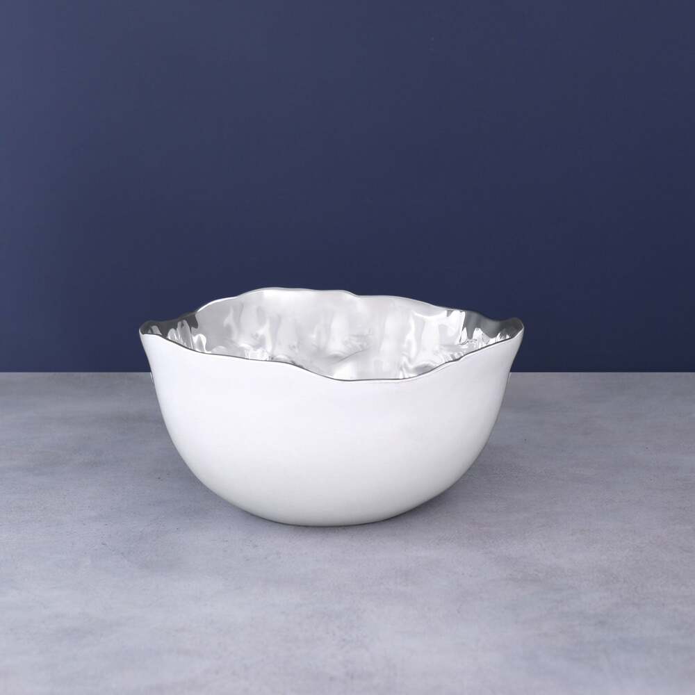 Thanni Osaka Medium Deep Bowl - White & Silver by Beatriz Ball 