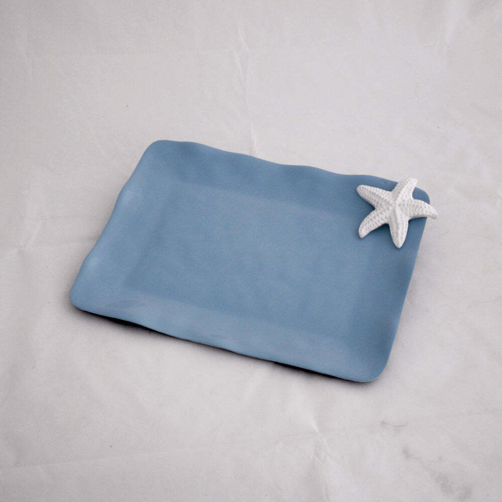 Thanni Rectangle Starfish Tray - Blue & White by Beatriz Ball 1