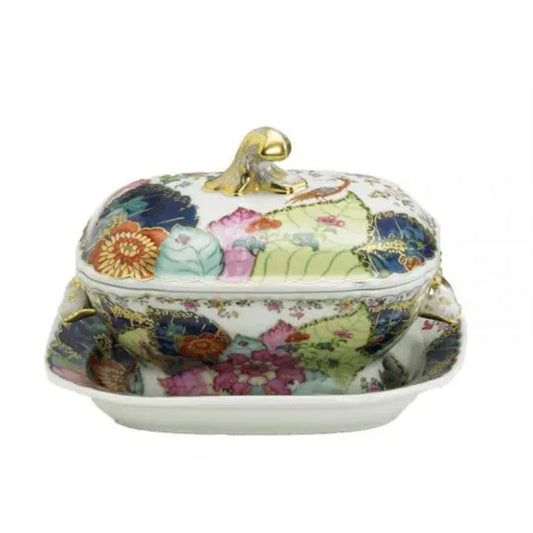Tobacco Leaf Small Tureen with Stand by Mottahedeh