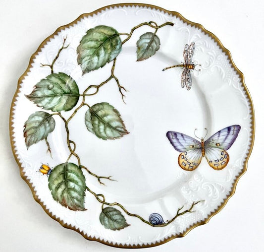 TR11 - Blue/Green Leaves Dinner Plate by Anna Weatherley