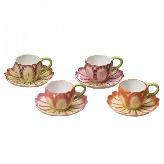 Tulip Cup & Saucer Set of 4 by Mottahedeh