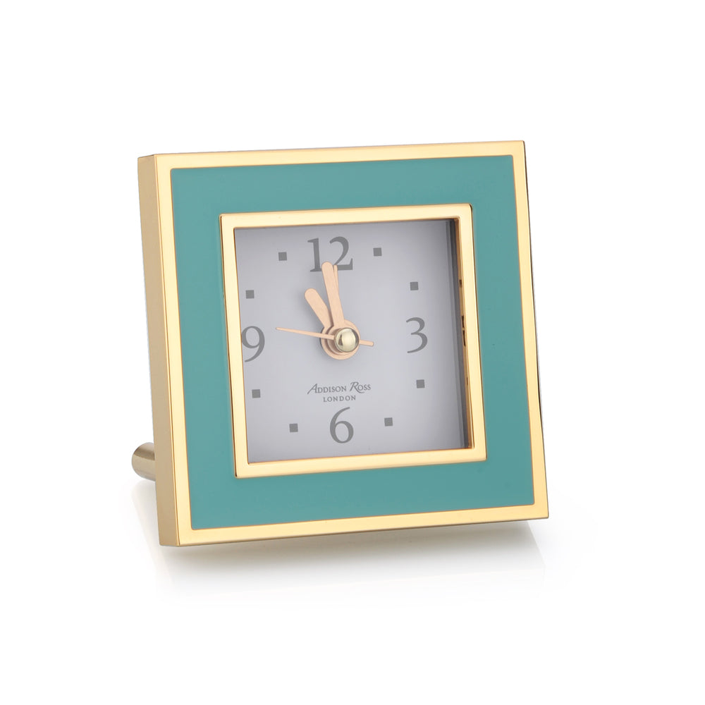 Turquoise & Gold Square Silent Alarm Clock by Addison Ross