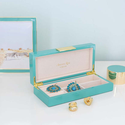 Turquoise Jewellery Box with Gold 4"x9" by Addison Ross Additional Image-3