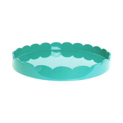 Turquoise Round Medium Lacquered Scallop Tray 16"x16" by Addison Ross