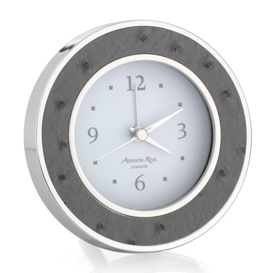 Twilight Ostrich Silver Silent Alarm Clock by Addison Ross