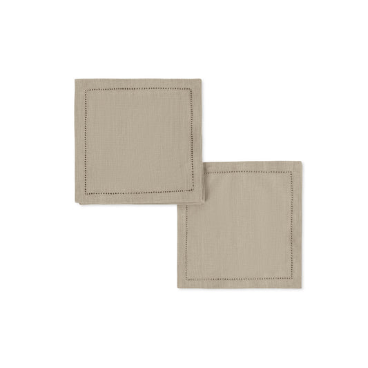 Valentina Hemstitch Cocktail Napkin set of 4 Oat 