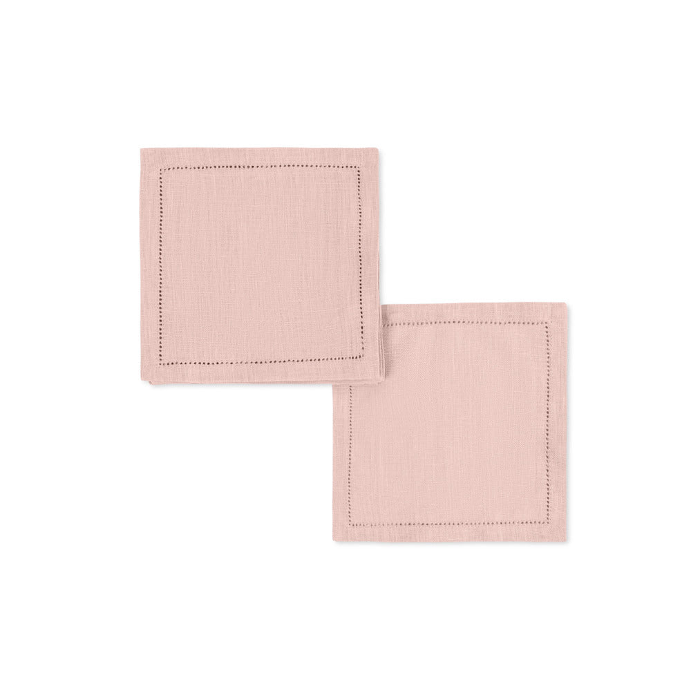 Valentina Hemstitch Cocktail Napkin set of 4 Pink 