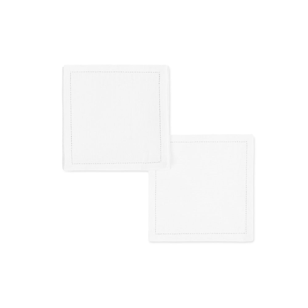 Valentina Hemstitch Cocktail Napkin set of 4 White 