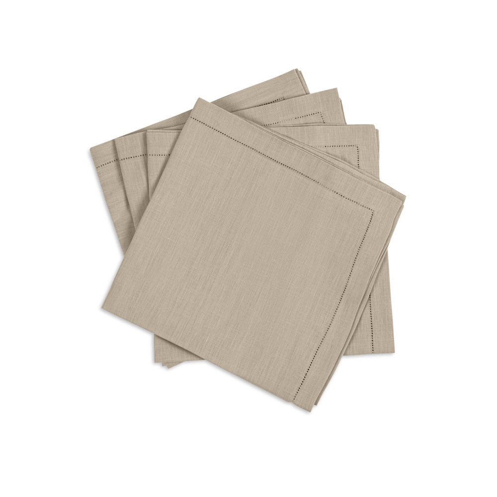 Valentina Hemstitch Napkin set of 4 Oat 
