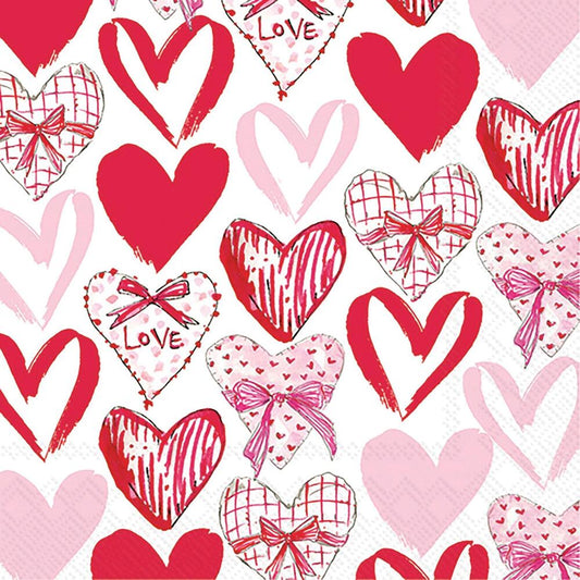 Valentine Hearts Cocktail Napkin By Boston International by Mariposa 