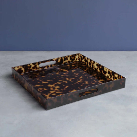 Vida Acrylic Tortoise Large Square Tray with Handles by Beatriz Ball 1