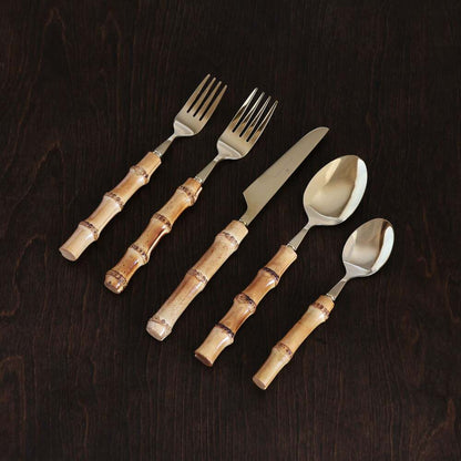 Vida Bamboo Flatware Set of 5 - Gold & Natural by Beatriz Ball 