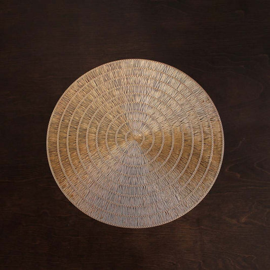 Vida Basketweave 15" Round Placemats Set of 4 - Gold by Beatriz Ball 