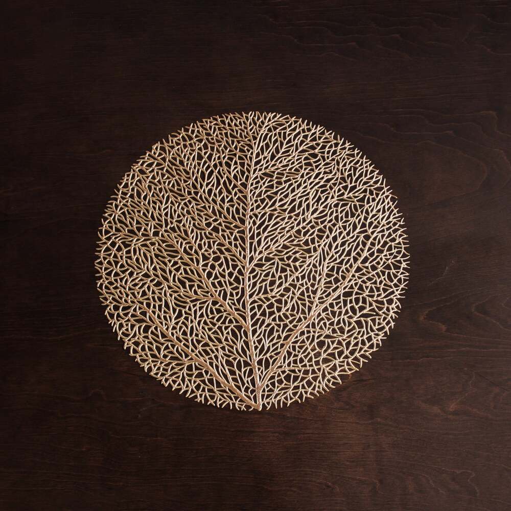 Vida Coral 15" Round Placemats Set of 4 - Gold by Beatriz Ball 