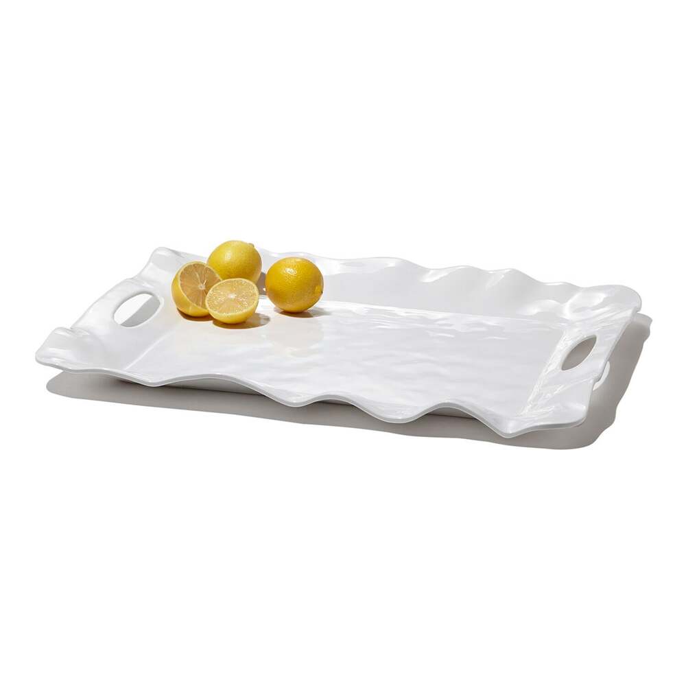 Vida Havana White Rectangular Tray with Handles by Beatriz Ball - 1