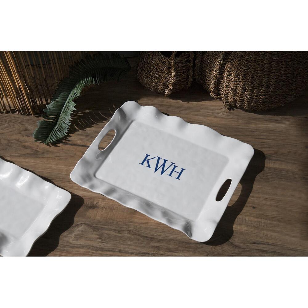 Vida Havana White Rectangular Tray with Handles by Beatriz Ball - 2