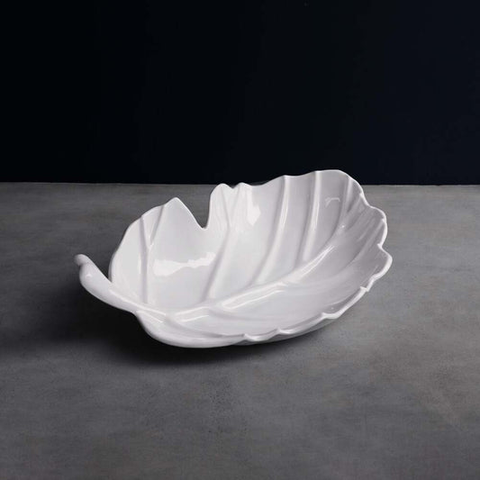 Vida Lettuce Large Leaf Platter - White by Beatriz Ball 