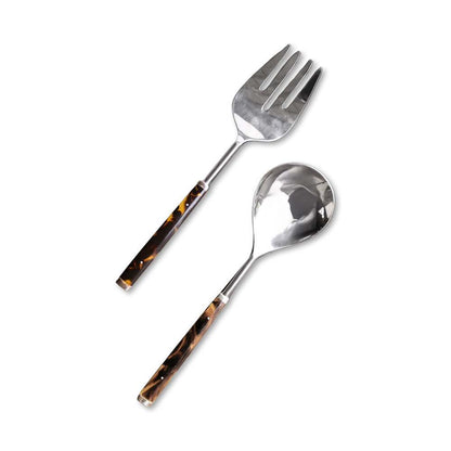 Vida Tortoise & Gold Stainless Salad Servers - Gold by Beatriz Ball 1