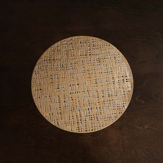 Vida Woven 15" Round Placemats Set of 4 - Gold by Beatriz Ball 