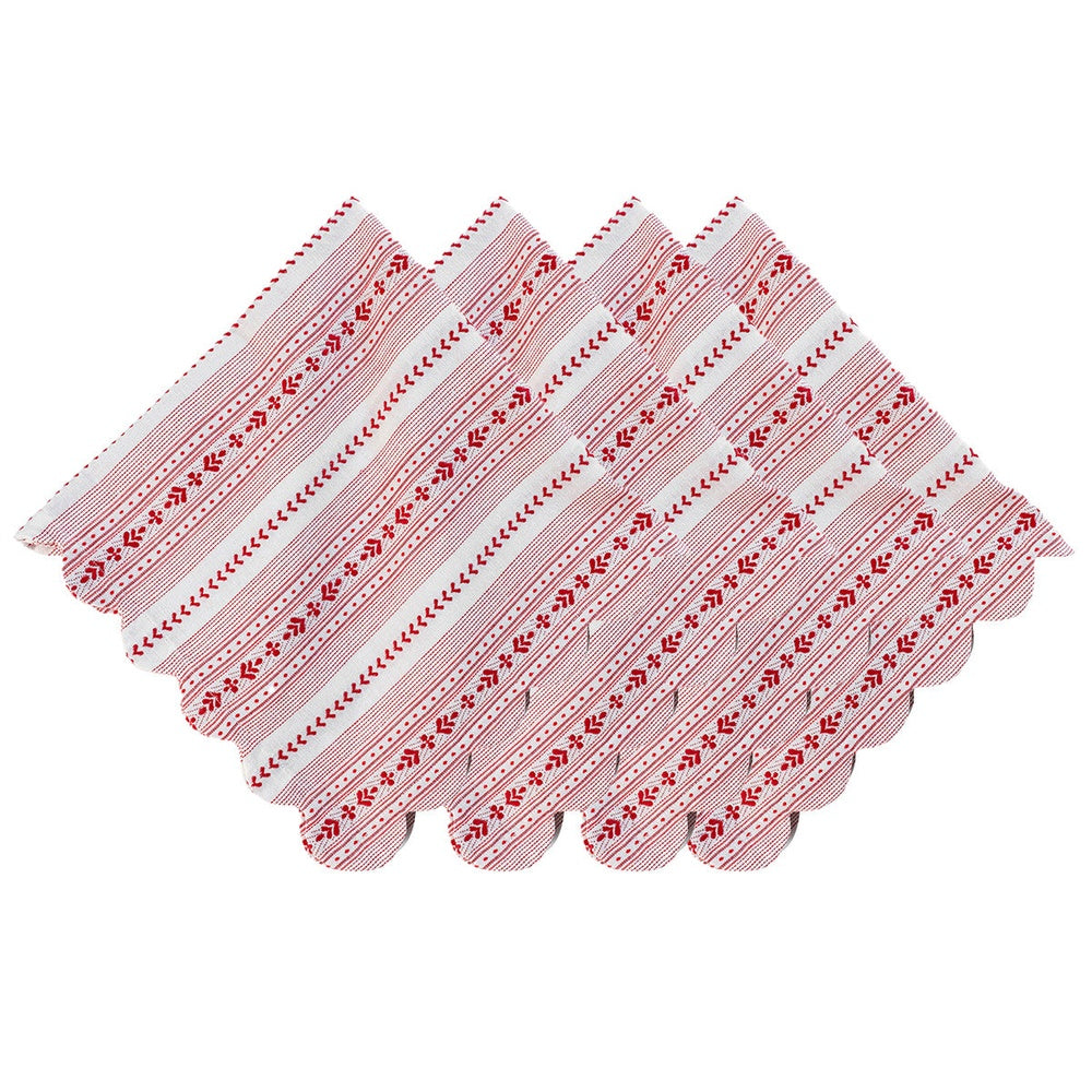 Villa Stripe Napkin Set/4 - Red by Juliska 