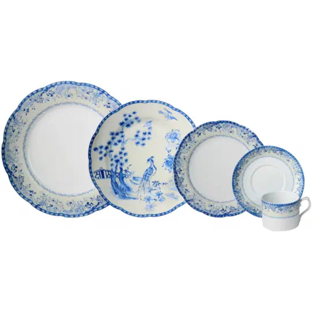 Virginia Blue 5 Piece Place Setting W/Plain Bread & Butter by Mottahedeh