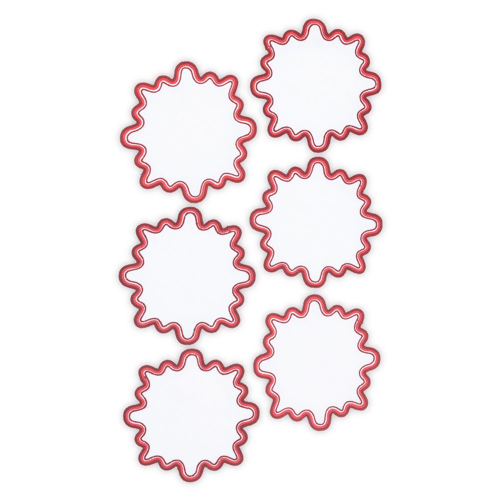 Wave Cocktail Napkin set of 6 Scarlet 