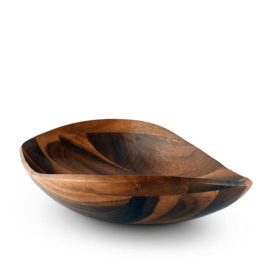 Wave Pattern Large Acacia Wood Salad Bowl by Arthur Court Designs