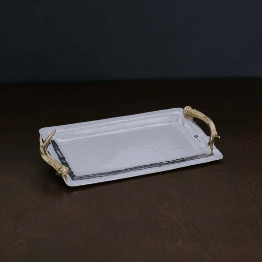 Western Antler Emerson Long Rectangular Tray with Gold Handles by Beatriz Ball 