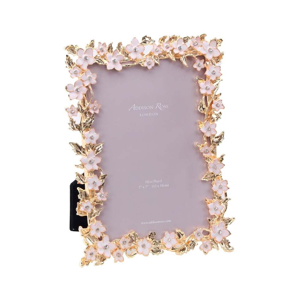 White Enamel Flower & Gold Plated Photo Frame by Addison Ross