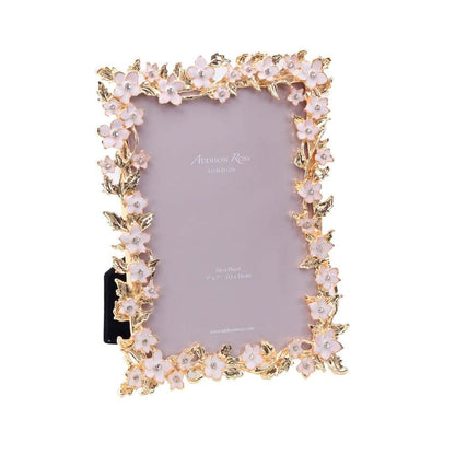 White Enamel Flower & Gold Plated Photo Frame by Addison Ross