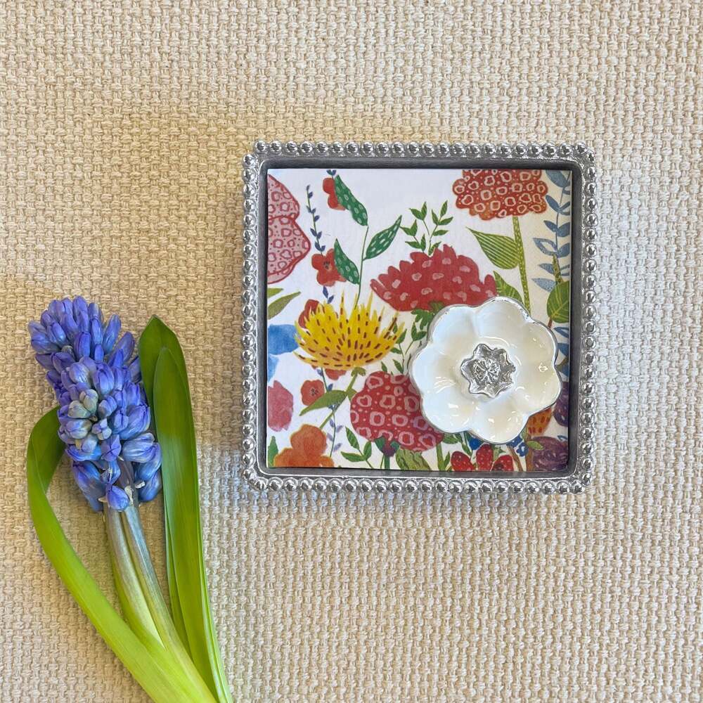 White Flower Beaded Napkin Box Set by Mariposa Additional Image 1