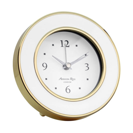 White & Gold Silent Alarm Clock by Addison Ross