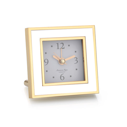 White & Gold Square Silent Alarm Clock by Addison Ross