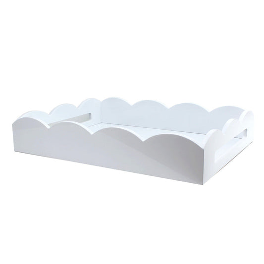 White Scalloped Edge Tray 17"x13" by Addison Ross