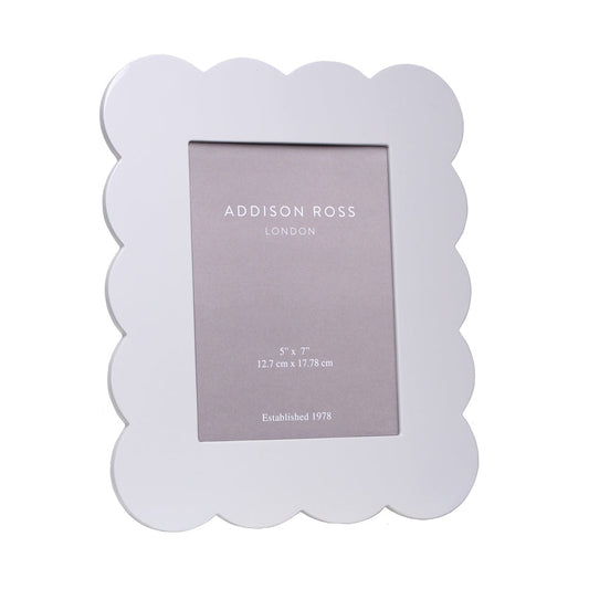 White Scalloped Lacquer Photo Frame 5"x7" by Addison Ross