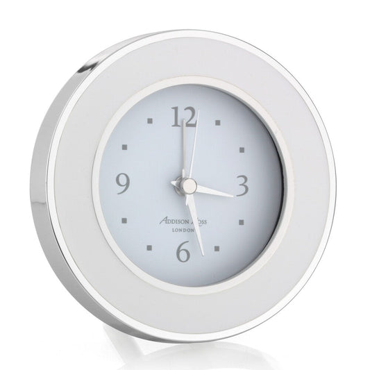 White & Silver Silent Alarm Clock by Addison Ross