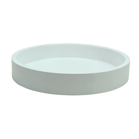 White Small Straight Sided Round Tray 8.5"x8.5" by Addison Ross