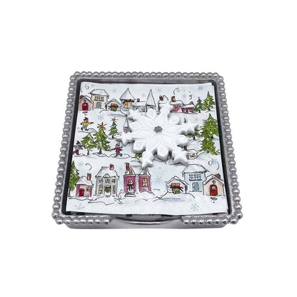 White Snowflake (2974) Beaded Napkin Box Set by Mariposa